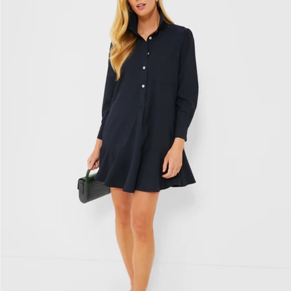 Tuckernuck Black Crepe Callahan Shirt Dress L